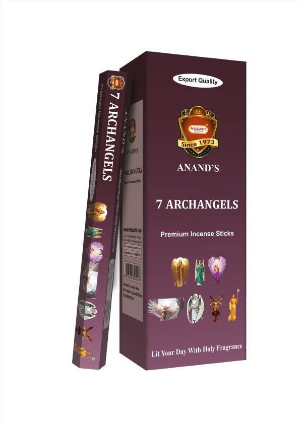 7 Arcangeles 6 Cajitas 120 Varas Incienso Hexagonal Anand por Mayoreo